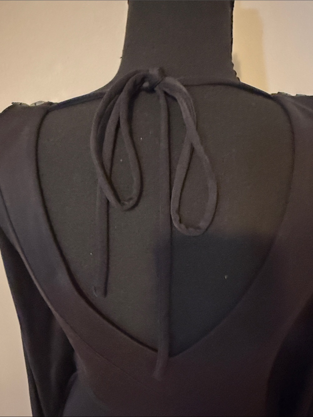 bebe Black V-Neck Ruched Top with Metallic Square Trim - Picture 6 of 6